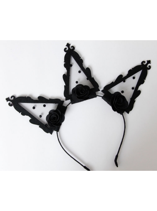 Fashion Retro Gothic Black Lace Rose Stage Nightclub Crown Halloween Christmas Holiday Headband