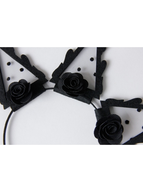 Fashion Retro Gothic Black Lace Rose Stage Nightclub Crown Halloween Christmas Holiday Headband
