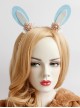 Cute Fashion Thanksgiving Christmas Blue Bunny Ears Pink Flowers White Lace All-Match Party Headband