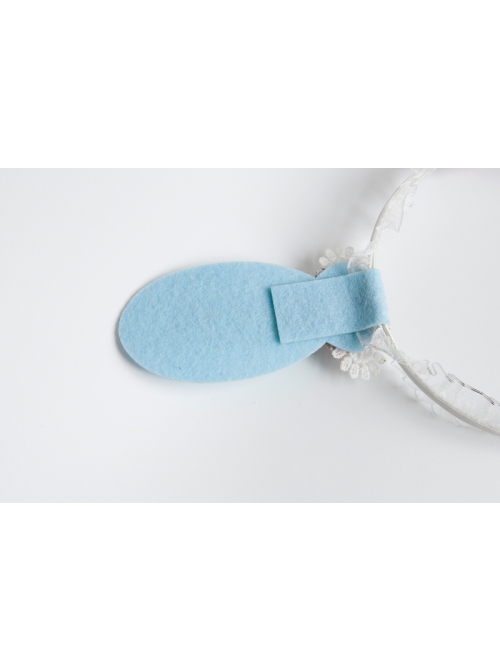 Cute Fashion Thanksgiving Christmas Blue Bunny Ears Pink Flowers White Lace All-Match Party Headband
