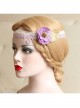 Fashion Seaside Holiday Wreath Christmas Bride Bridesmaid Wedding Purple Flowers White Lace Headband