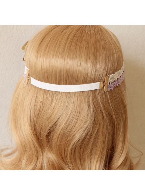 Fashion Seaside Holiday Wreath Christmas Bride Bridesmaid Wedding Purple Flowers White Lace Headband