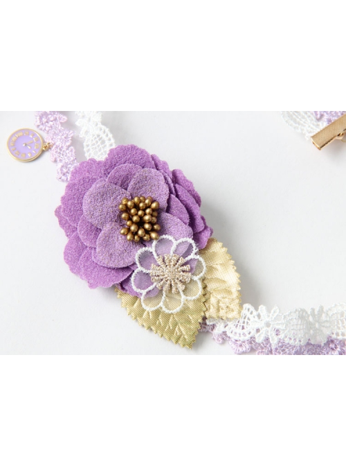 Fashion Seaside Holiday Wreath Christmas Bride Bridesmaid Wedding Purple Flowers White Lace Headband