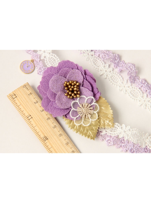 Fashion Seaside Holiday Wreath Christmas Bride Bridesmaid Wedding Purple Flowers White Lace Headband
