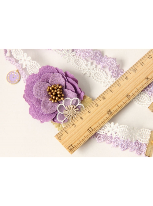 Fashion Seaside Holiday Wreath Christmas Bride Bridesmaid Wedding Purple Flowers White Lace Headband