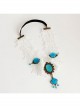Baroque Fashion Personality Retro Bride Wide White Lace Sapphire Rose Headband