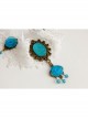 Baroque Fashion Personality Retro Bride Wide White Lace Sapphire Rose Headband