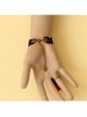 Gothic Fashion Black Retro Lace Red Rose Flower Female Bracelet Ring One Chain