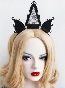 Fashion Retro Black Lace Stage Show Party Exaggerated Gothic Halloween Christmas Holiday Headband