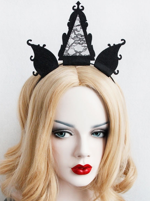 Fashion Retro Black Lace Stage Show Party Exaggerated Gothic Halloween Christmas Holiday Headband