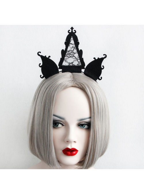 Fashion Retro Black Lace Stage Show Party Exaggerated Gothic Halloween Christmas Holiday Headband
