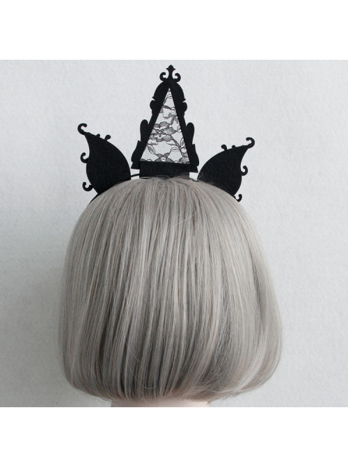 Fashion Retro Black Lace Stage Show Party Exaggerated Gothic Halloween Christmas Holiday Headband