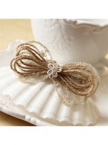 Cute Fashion Personality Golden Lace Flower Bow Knot Hemp Rope Hairpin