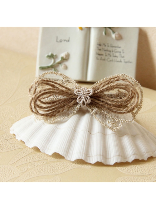 Cute Fashion Personality Golden Lace Flower Bow Knot Hemp Rope Hairpin