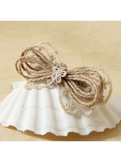 Cute Fashion Personality Golden Lace Flower Bow Knot Hemp Rope Hairpin