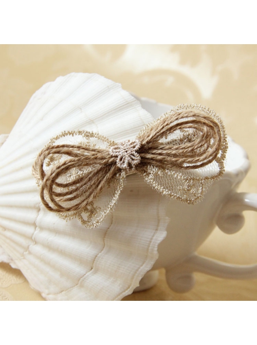 Cute Fashion Personality Golden Lace Flower Bow Knot Hemp Rope Hairpin
