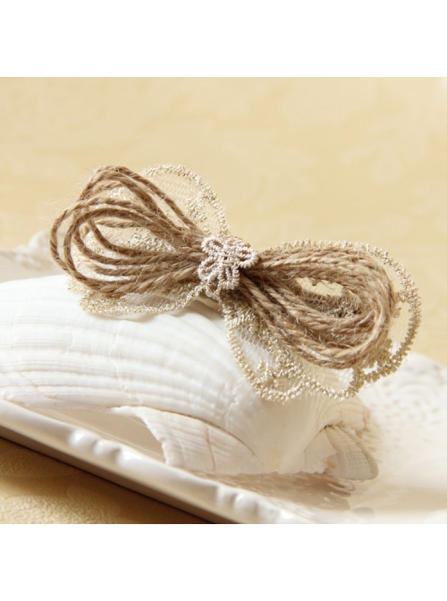 Cute Fashion Personality Golden Lace Flower Bow Knot Hemp Rope Hairpin