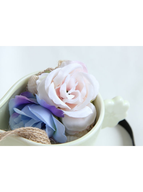 Fashion Personality Seaside Beach Vacation Shell Purple Flowers Straw Rope Hair Band