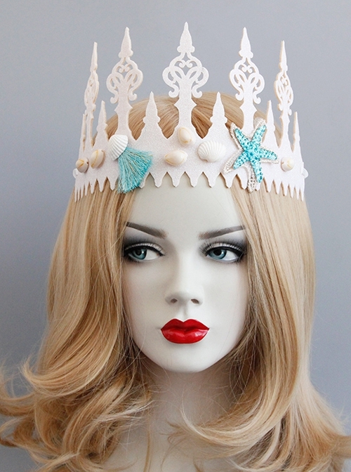Fashion Blue Starfish Shell Personality Seaside Tourism Attractions Wreath Crown Hairband