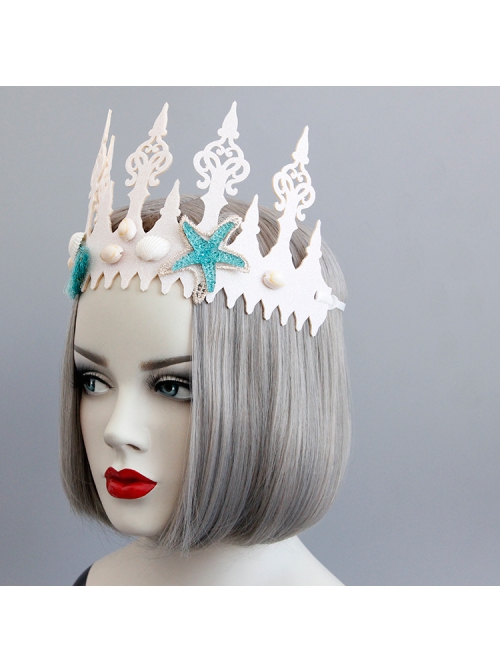 Fashion Blue Starfish Shell Personality Seaside Tourism Attractions Wreath Crown Hairband