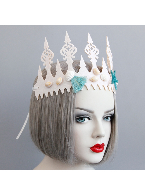 Fashion Blue Starfish Shell Personality Seaside Tourism Attractions Wreath Crown Hairband