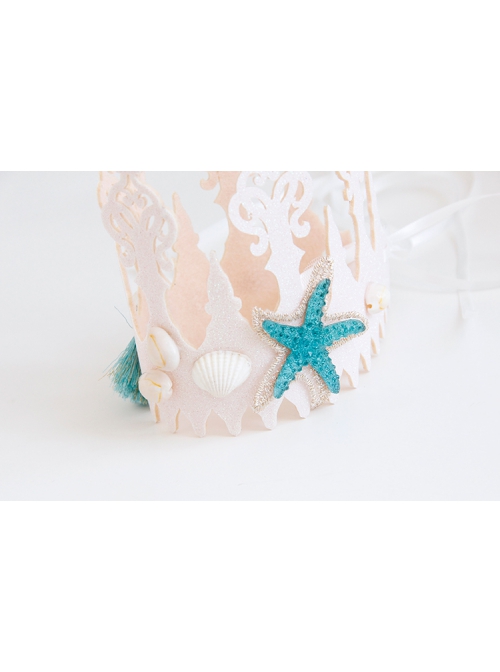 Fashion Blue Starfish Shell Personality Seaside Tourism Attractions Wreath Crown Hairband