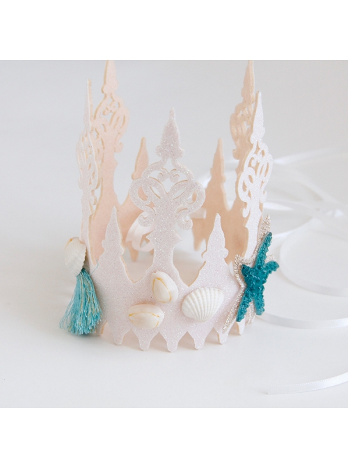 Fashion Blue Starfish Shell Personality Seaside Tourism Attractions Wreath Crown Hairband