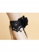 Retro Fashion Female Gothic Black Rose Flower Lace Bridesmaid Bracelet With Ring One Chain