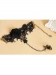 Retro Fashion Female Gothic Black Rose Flower Lace Bridesmaid Bracelet With Ring One Chain