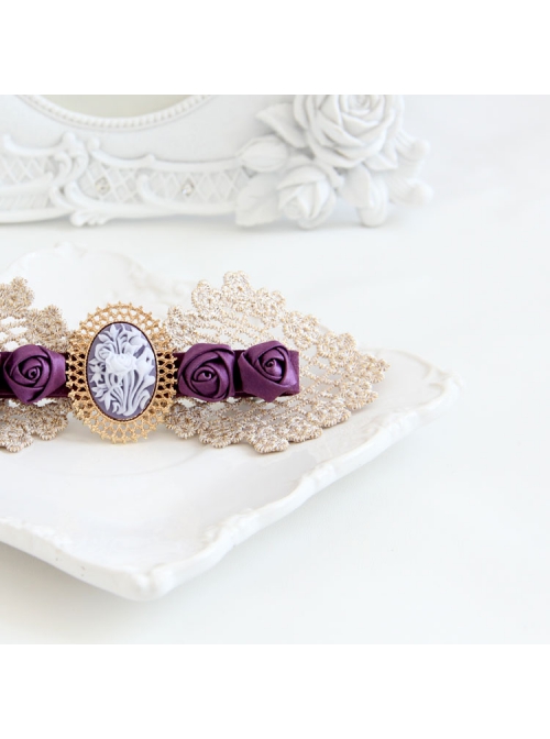 Personality Retro Golden Lace Purple Rose Flower Palace Queen Fashion Big Hairpin