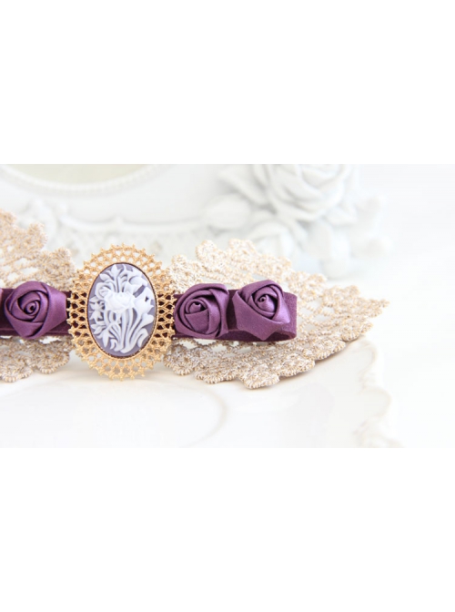 Personality Retro Golden Lace Purple Rose Flower Palace Queen Fashion Big Hairpin