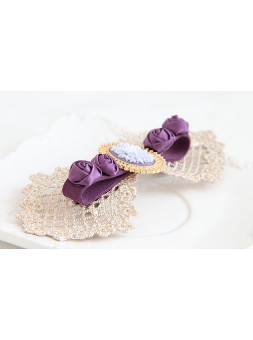 Personality Retro Golden Lace Purple Rose Flower Palace Queen Fashion Big Hairpin