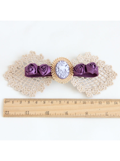 Personality Retro Golden Lace Purple Rose Flower Palace Queen Fashion Big Hairpin