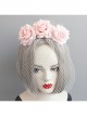 Fashion Personality Bride Bridesmaid Wedding Pink Mesh Rose Flower Blindfold Veil Headband