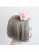 Fashion Personality Bride Bridesmaid Wedding Pink Mesh Rose Flower Blindfold Veil Headband