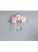 Fashion Personality Bride Bridesmaid Wedding Pink Mesh Rose Flower Blindfold Veil Headband