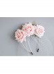 Fashion Personality Bride Bridesmaid Wedding Pink Mesh Rose Flower Blindfold Veil Headband
