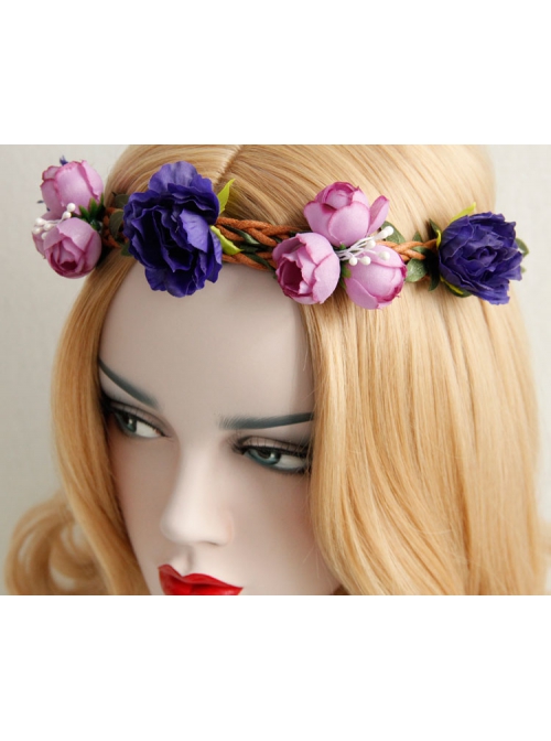 Fashion Leisure Holiday Rattan Pink Purple Garland Seaside Beach Christmas Bride Hair Band