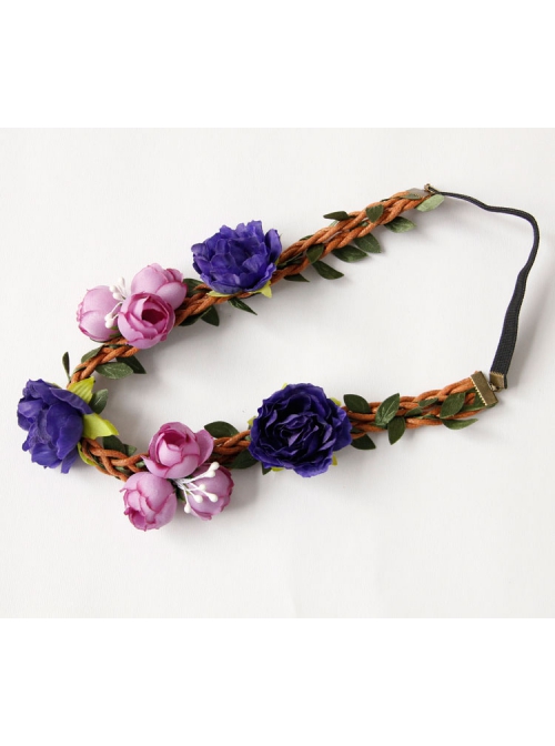 Fashion Leisure Holiday Rattan Pink Purple Garland Seaside Beach Christmas Bride Hair Band