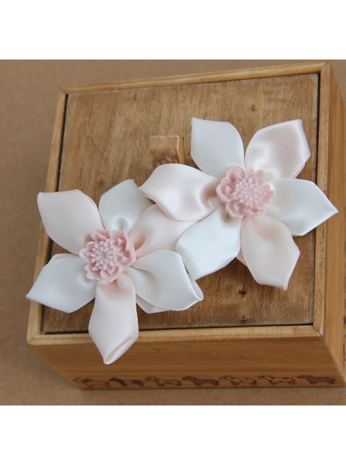 Fashion Cute Simple Lady Pink Ribbon Flower Spring Hairpin