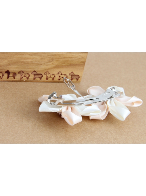 Fashion Cute Simple Lady Pink Ribbon Flower Spring Hairpin