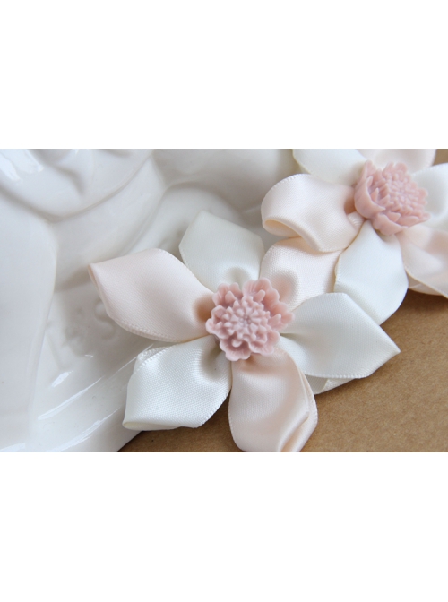 Fashion Cute Simple Lady Pink Ribbon Flower Spring Hairpin