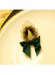 Fashion Dark Green Bow Christmas Tree Romantic Golden Lace Retro Handmade Brooch