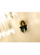 Fashion Dark Green Bow Christmas Tree Romantic Golden Lace Retro Handmade Brooch