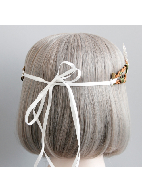 Fashion Leisure Vacation Seaside Beach White Lace Butterfly Rattan Hair Tie