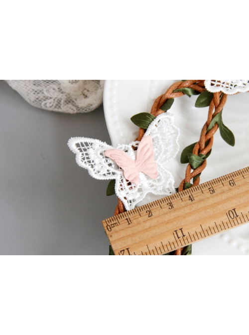 Fashion Leisure Vacation Seaside Beach White Lace Butterfly Rattan Hair Tie