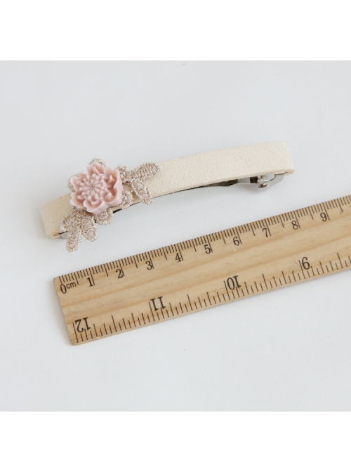 Fashion Simple Lady Handmade Golden Lace Pink Rose Flower Hairpin