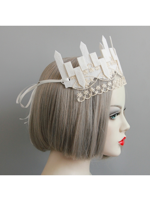 Fashion Palace Bride White Lace Adult Princess Crown Female Headband