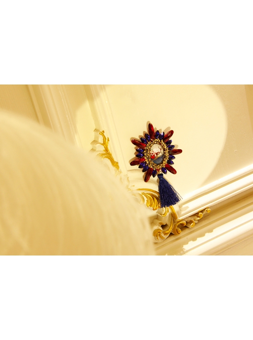 Retro Christmas Party Old Man Carriage Fashion All-Match Purple Red Crystal Tassel Brooch