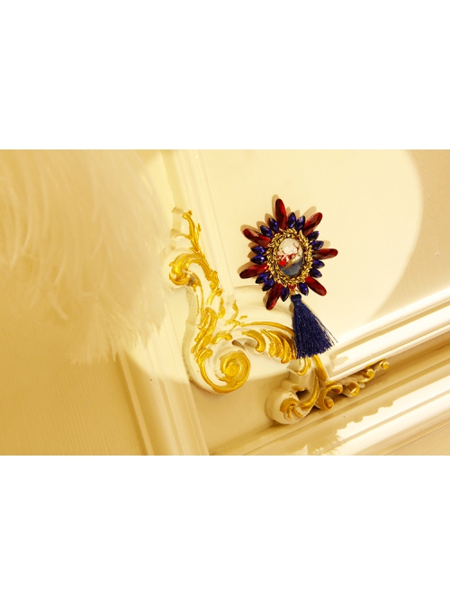 Retro Christmas Party Old Man Carriage Fashion All-Match Purple Red Crystal Tassel Brooch